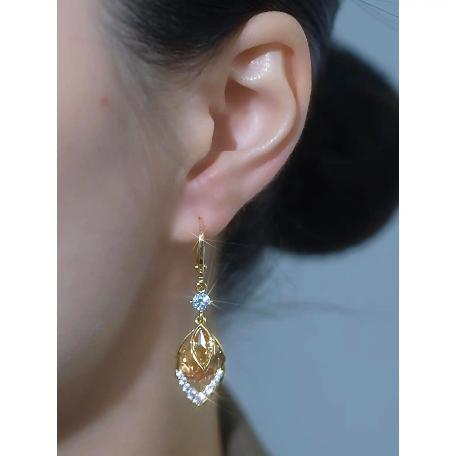 Purple Maple Leaf Teardrop Drop Earrings