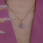 Purple Mesh Teardrop Pendant Necklace