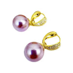 Purple Pearl Crystal Hoop Earrings
