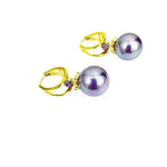 Purple Pearl Hoop Earrings