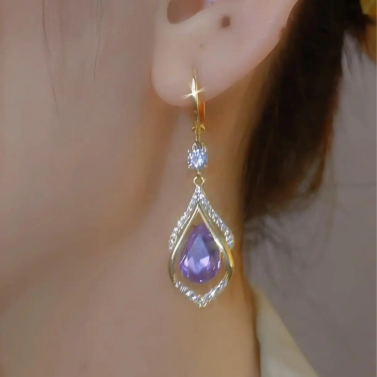 Purple Rhombus for Her Drop Earrings