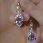 Purple Rhombus for Her Drop Earrings