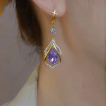 Purple Rhombus for Her Drop Earrings