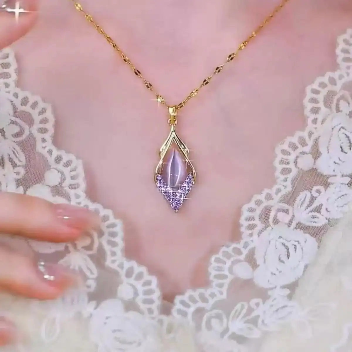 Purple Rhombus Necklace
