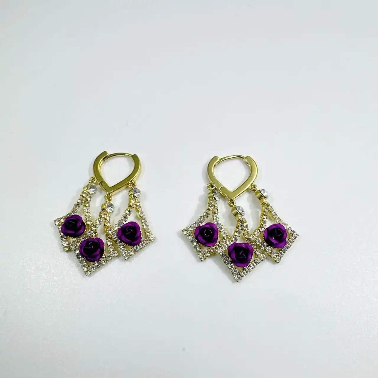 Purple Rose Earrings
