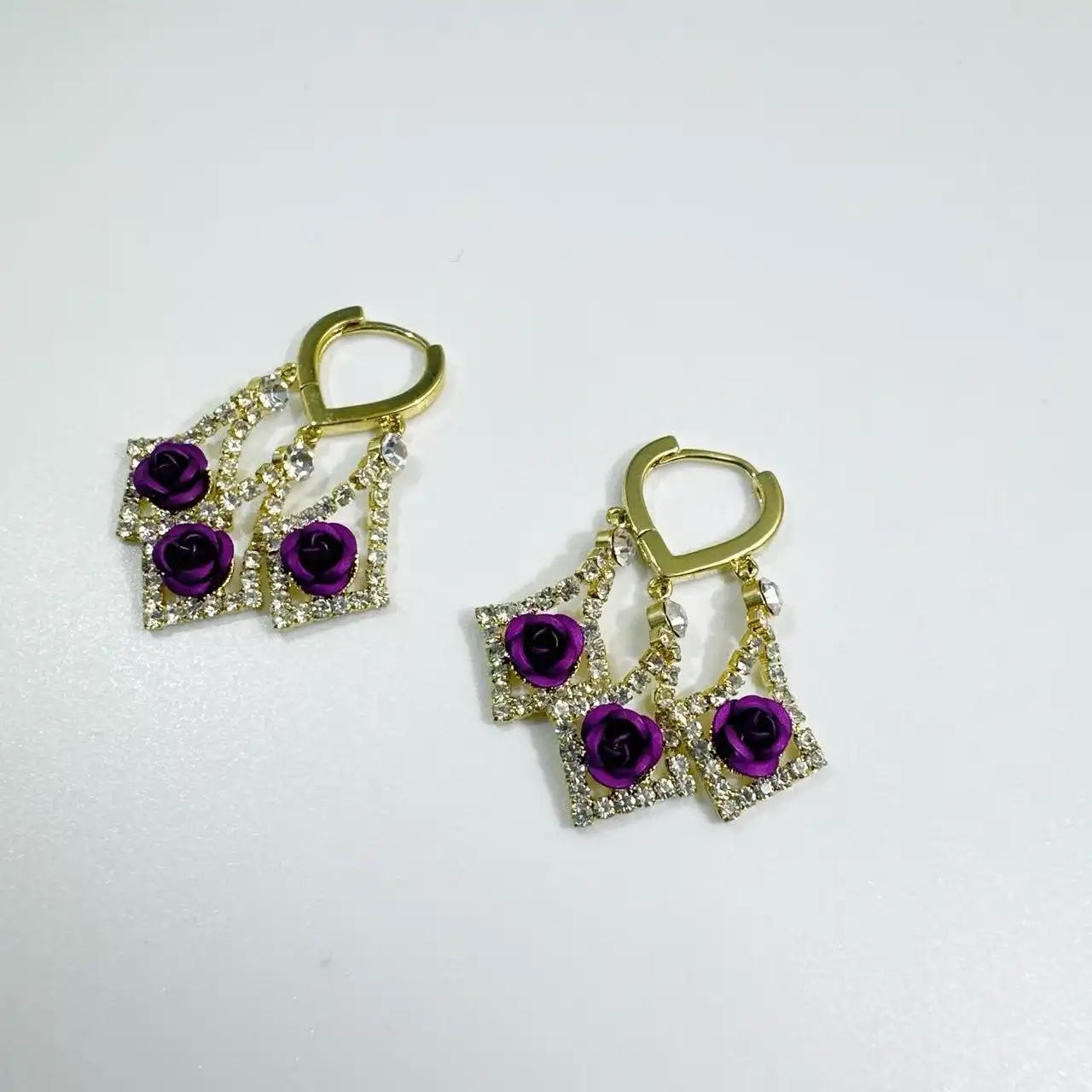 Purple Rose Earrings