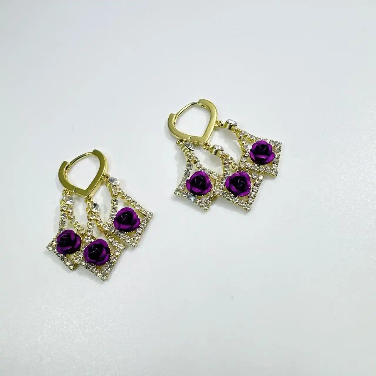Purple Rose Earrings