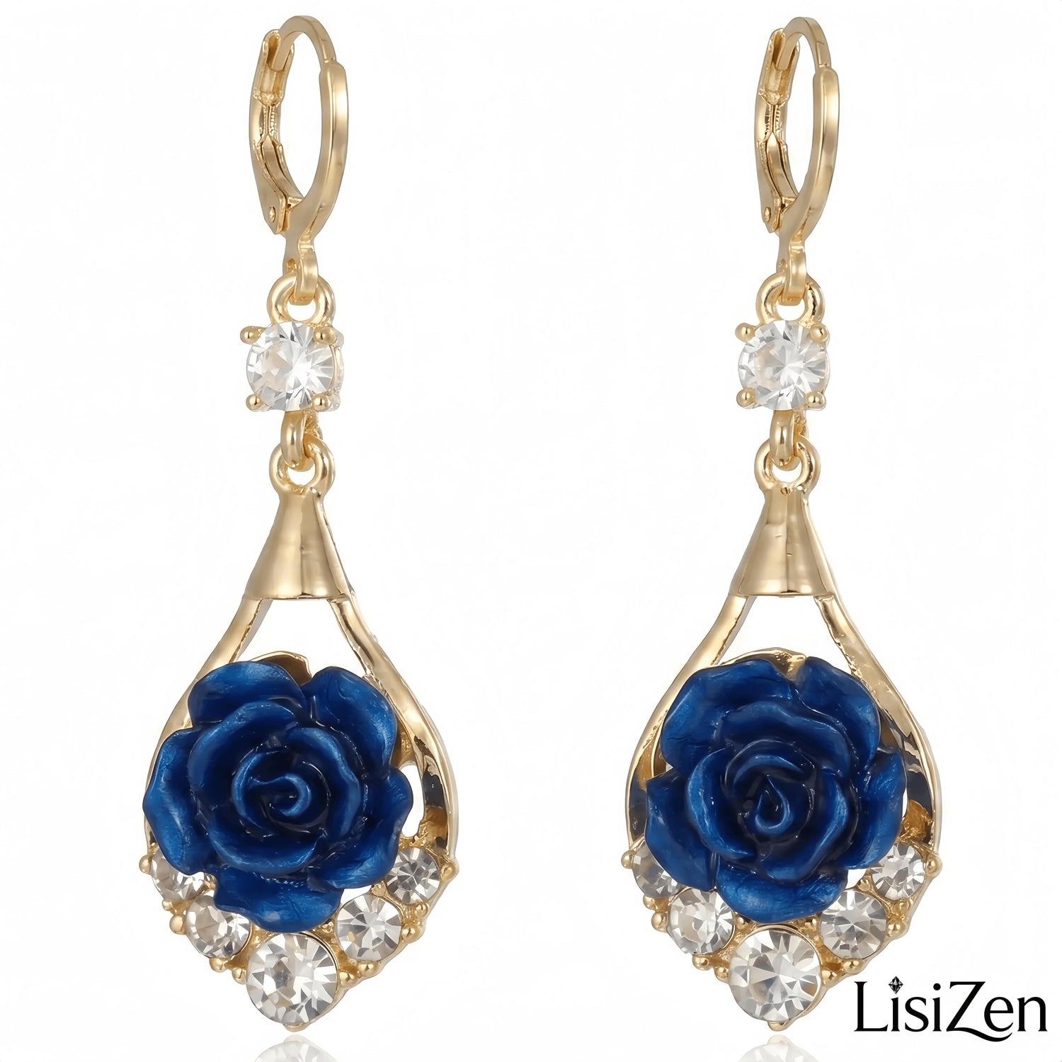 Purple Rose Mesh Flower Drop Earrings