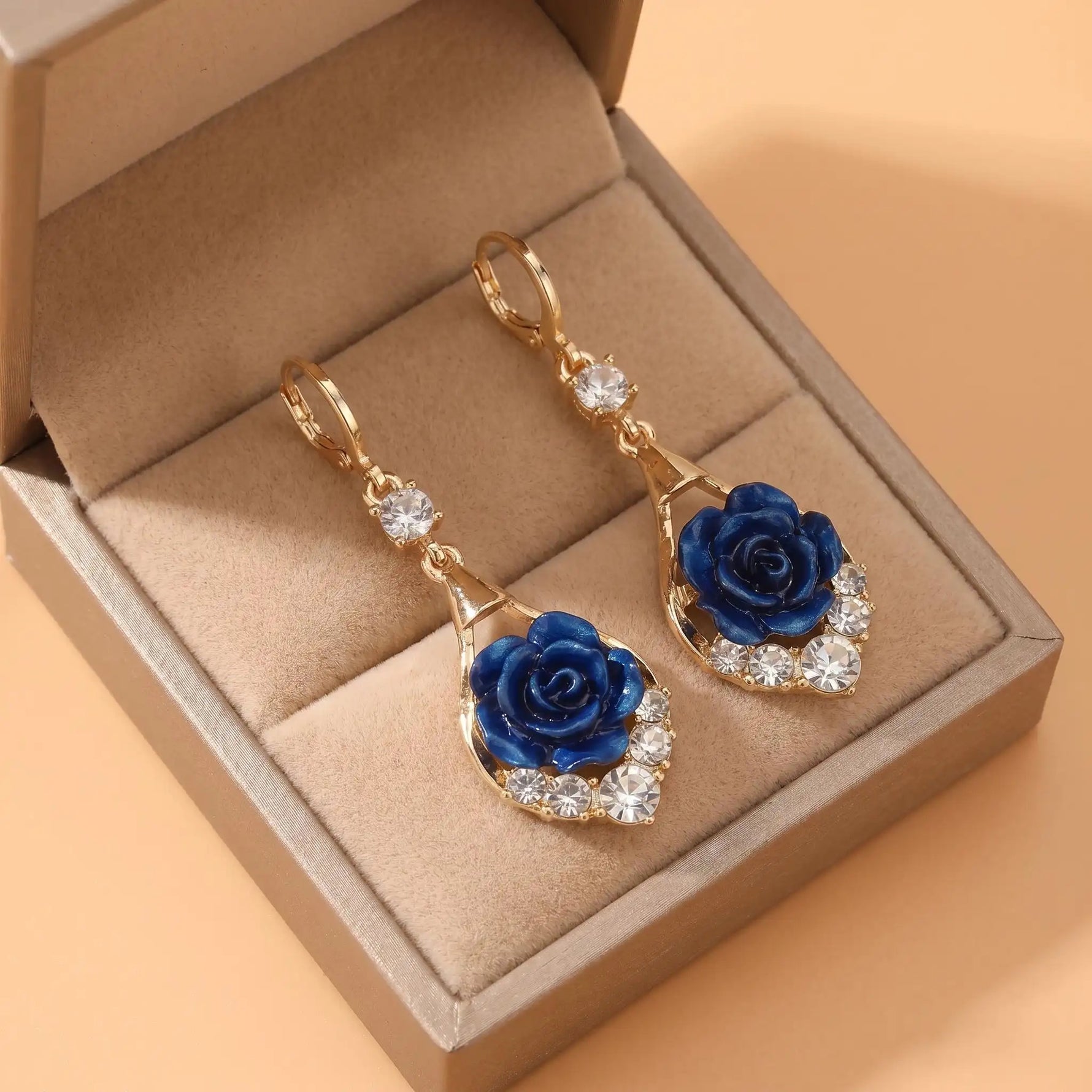 Purple Rose Mesh Flower Drop Earrings