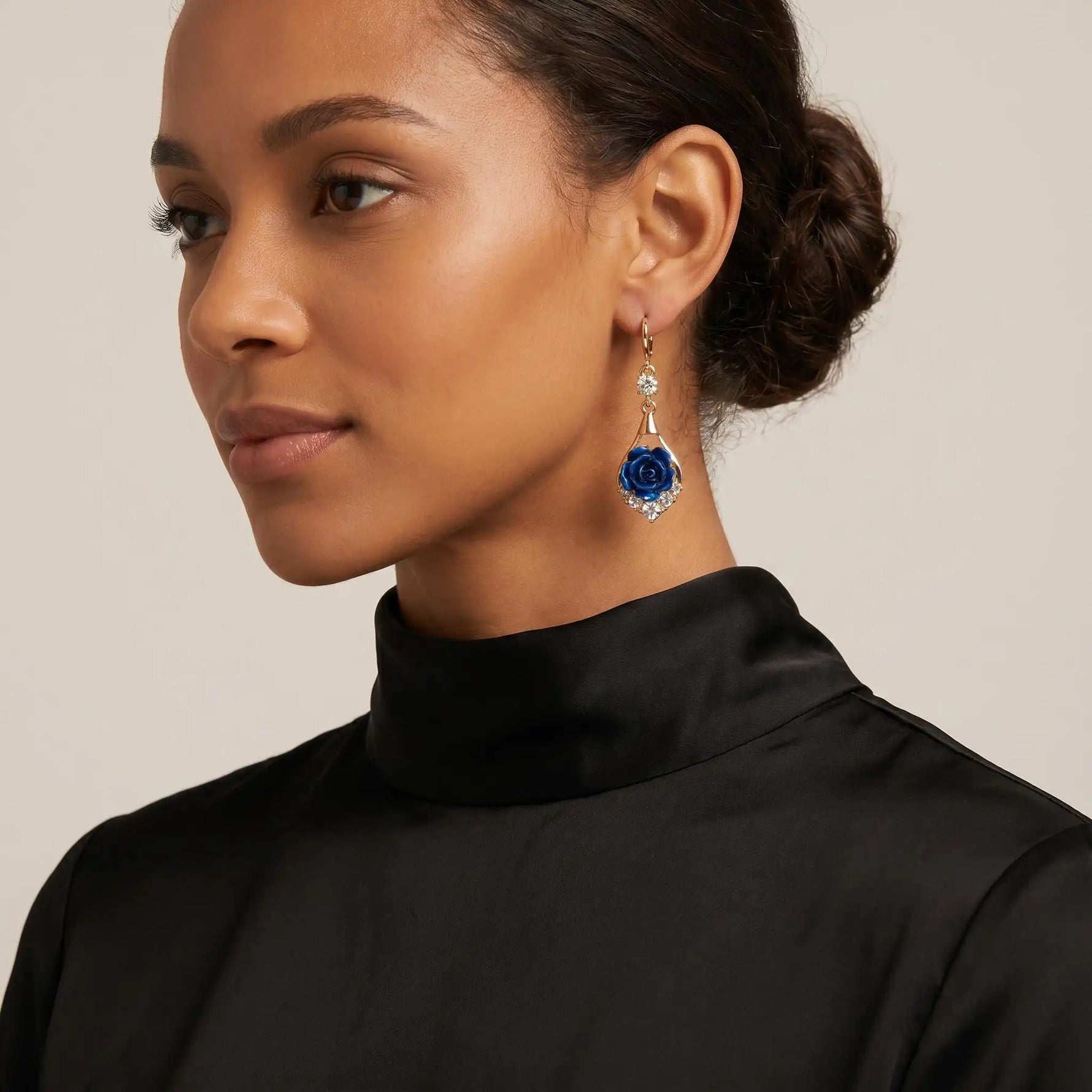 Purple Rose Mesh Flower Drop Earrings