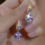 Purple Silver Crystal Studded Ball Earrings