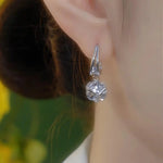 Purple Silver Crystal Studded Ball Earrings