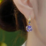 Purple Silver Crystal Studded Ball Earrings
