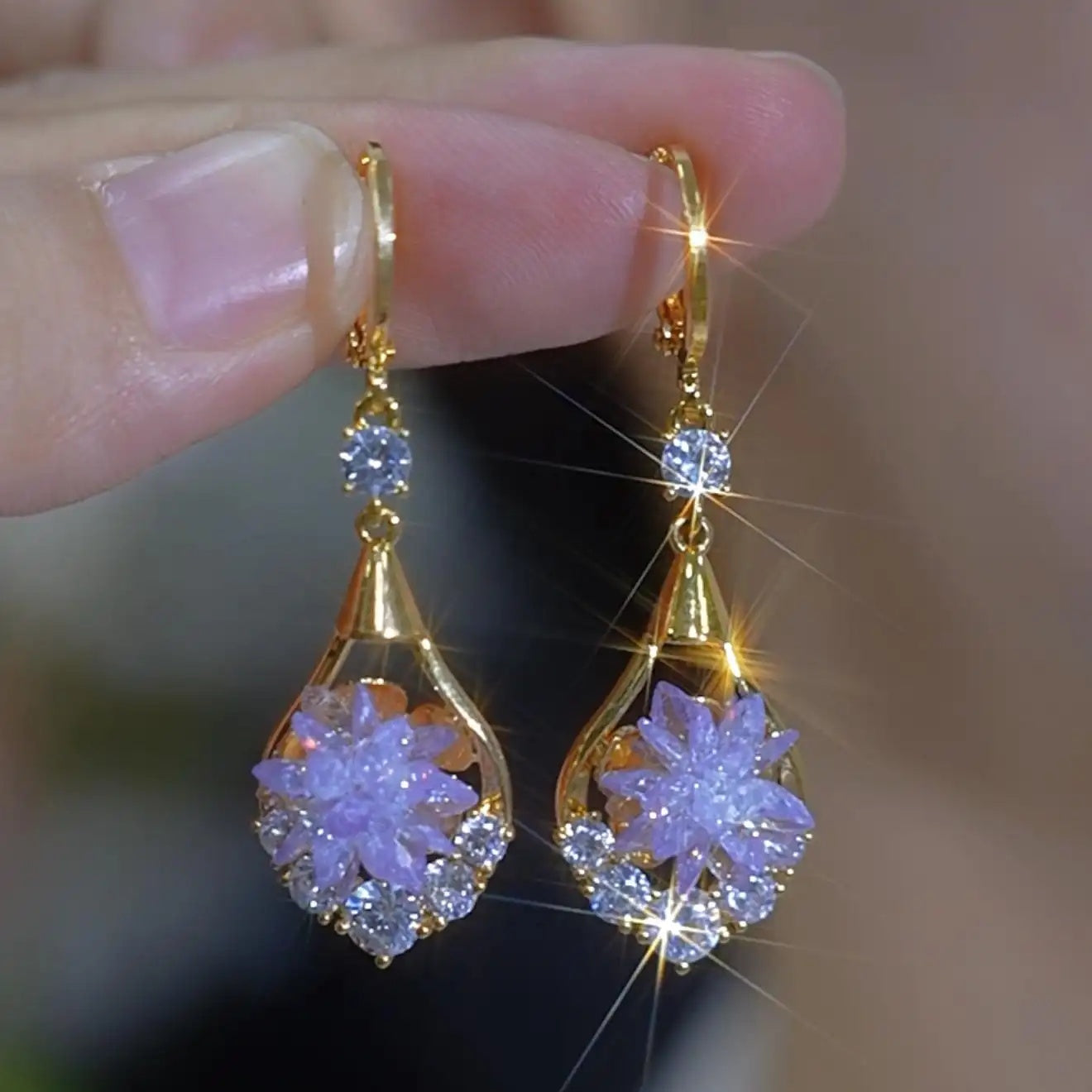 Purple Snowflake Earrings