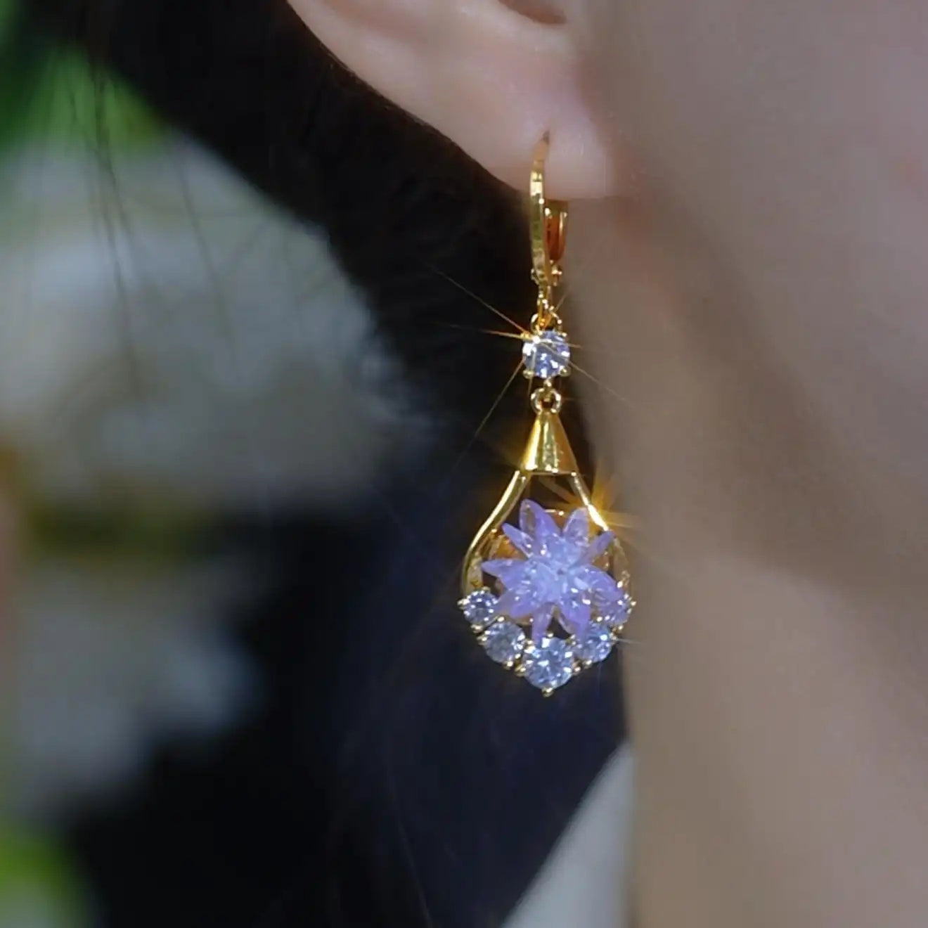Purple Snowflake Earrings