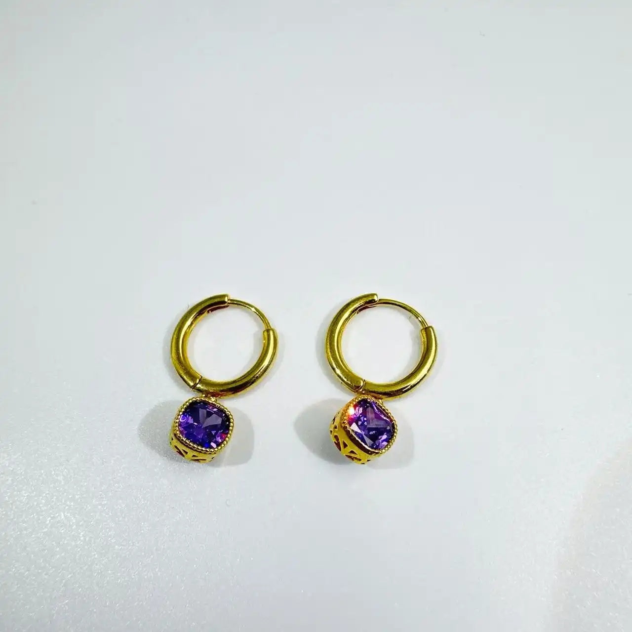 Purple Square Earrings