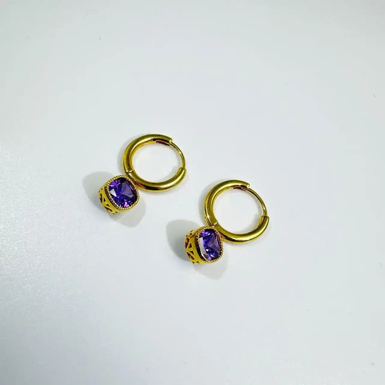Purple Square Earrings