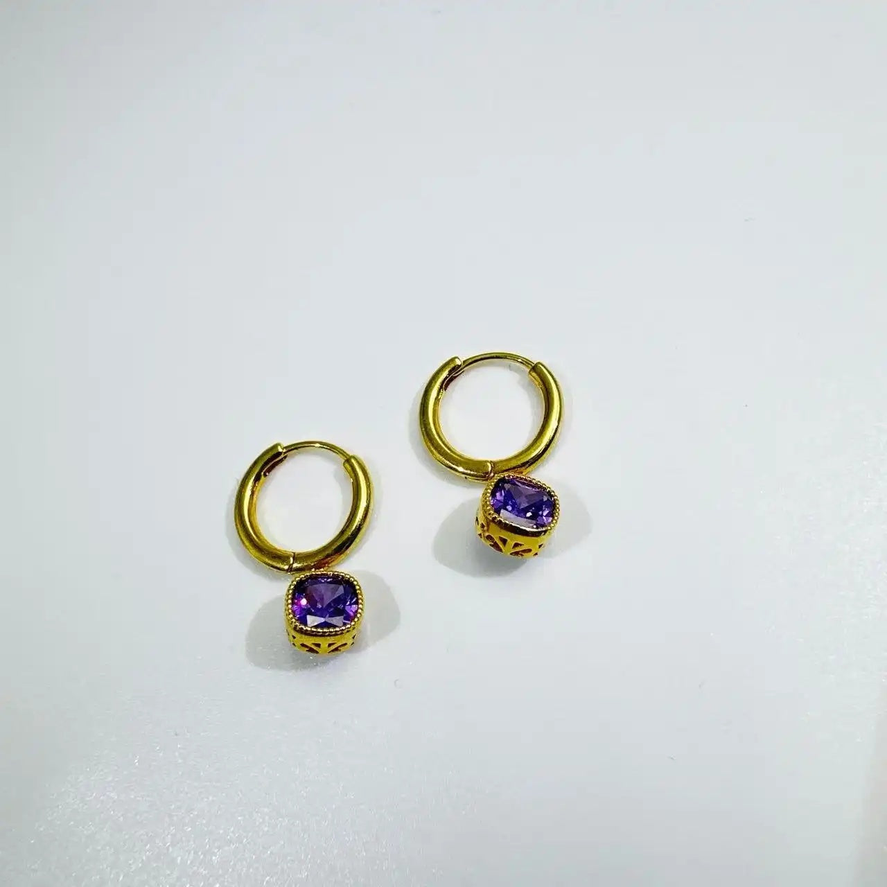 Purple Square Earrings