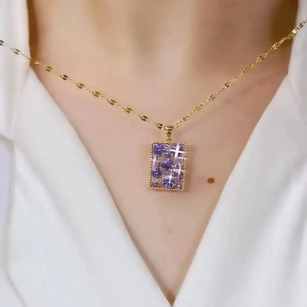 Purple Square Necklace