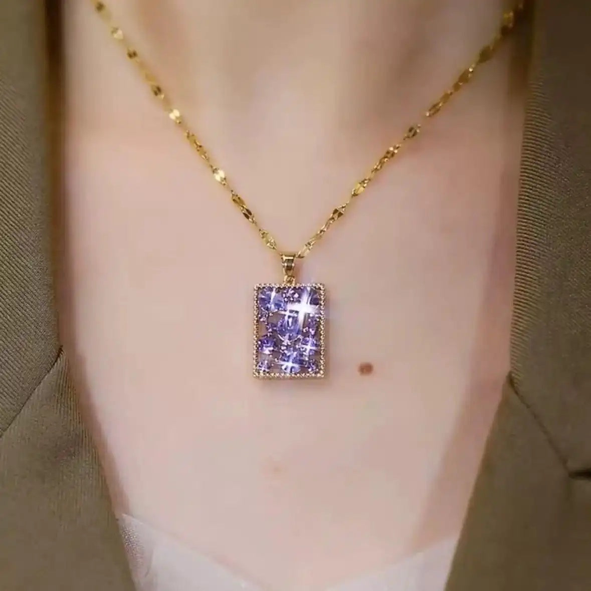 Purple Square Necklace