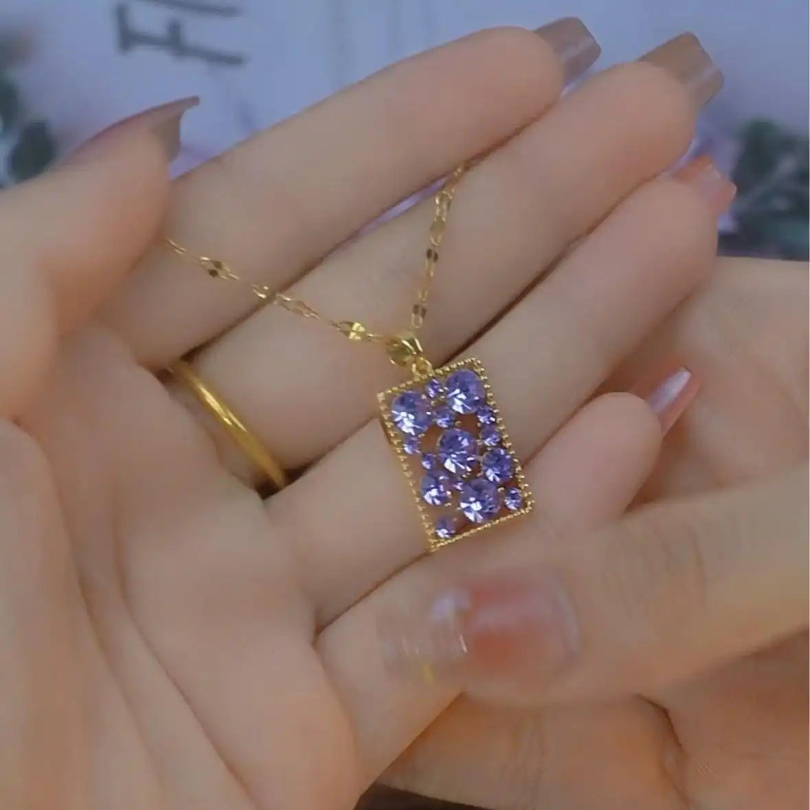 Purple Square Necklace