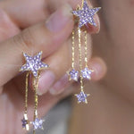 Purple Star Tassel Drop Earrings