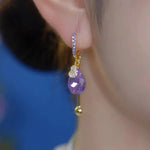 Purple Teardrop Bar Drop Earrings