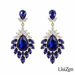 Purple Teardrop Crystal Chandelier Earrings
