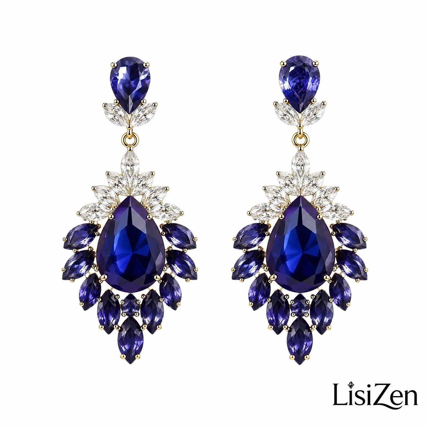 Purple Teardrop Crystal Chandelier Earrings