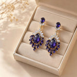 Purple Teardrop Crystal Chandelier Earrings