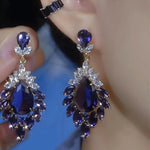 Purple Teardrop Crystal Chandelier Earrings