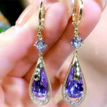 Purple Teardrop Crystal Drop Earrings