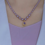 Purple Teardrop Durian Pearl Necklace
