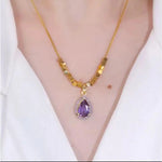 Purple Teardrop Pendant Necklace