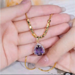 Purple Teardrop Pendant Necklace