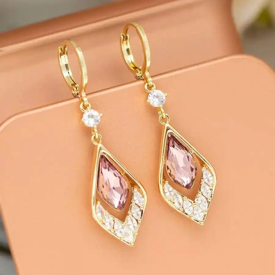 Purple Teardrop Tassel Drop Earrings