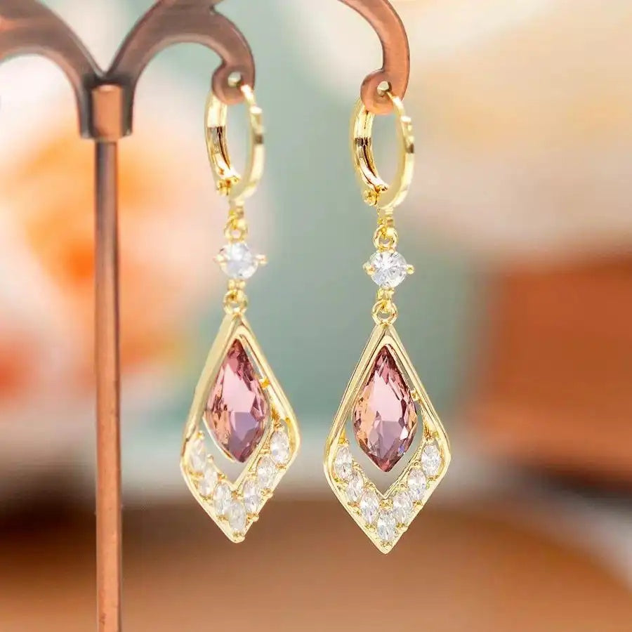 Purple Teardrop Tassel Drop Earrings