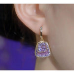Purple Trapezoid Irregular Crystal Earrings