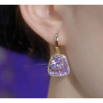 Purple Trapezoid Irregular Crystal Earrings