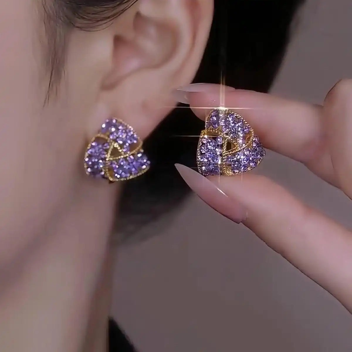 Purple Triangle Stud Earrings