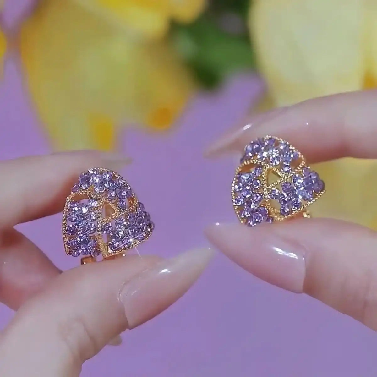 Purple Triangle Stud Earrings