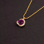 Purple Vintage Rose Sweater Chain Necklace