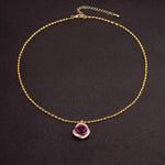 Purple Vintage Rose Sweater Chain Necklace