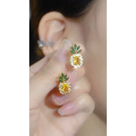 Quality Brass Crystal Pineapple Stud Earrings