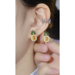 Quality Brass Crystal Pineapple Stud Earrings