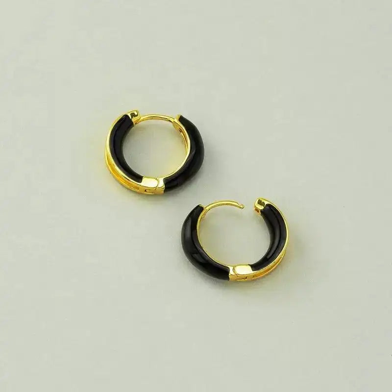 Real Gold Retro Round Hoop Earrings