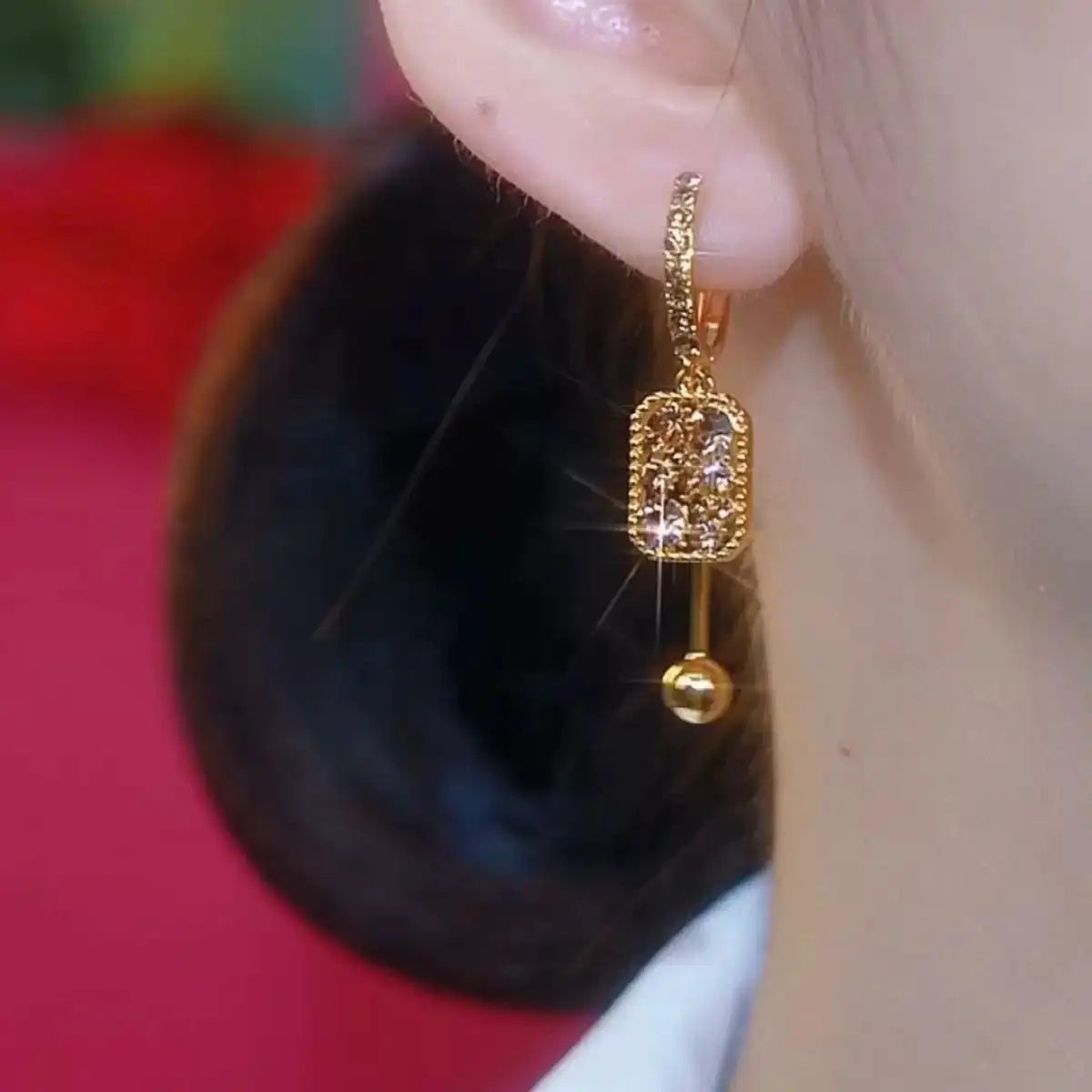 Rectangular Crystal Bar Drop Earrings