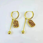 Rectangular Crystal Bar Drop Earrings