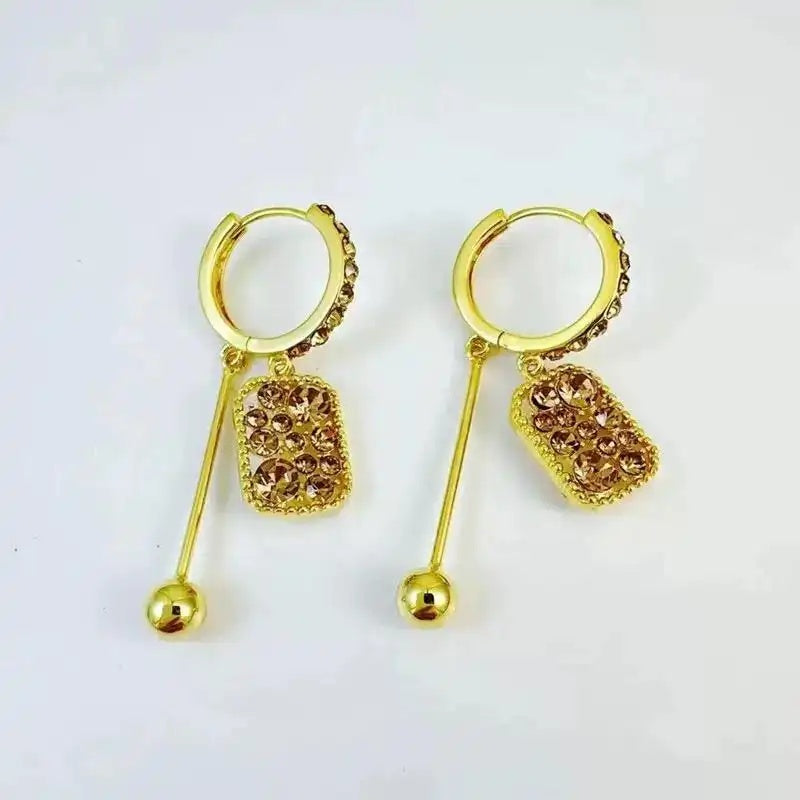 Rectangular Crystal Bar Drop Earrings