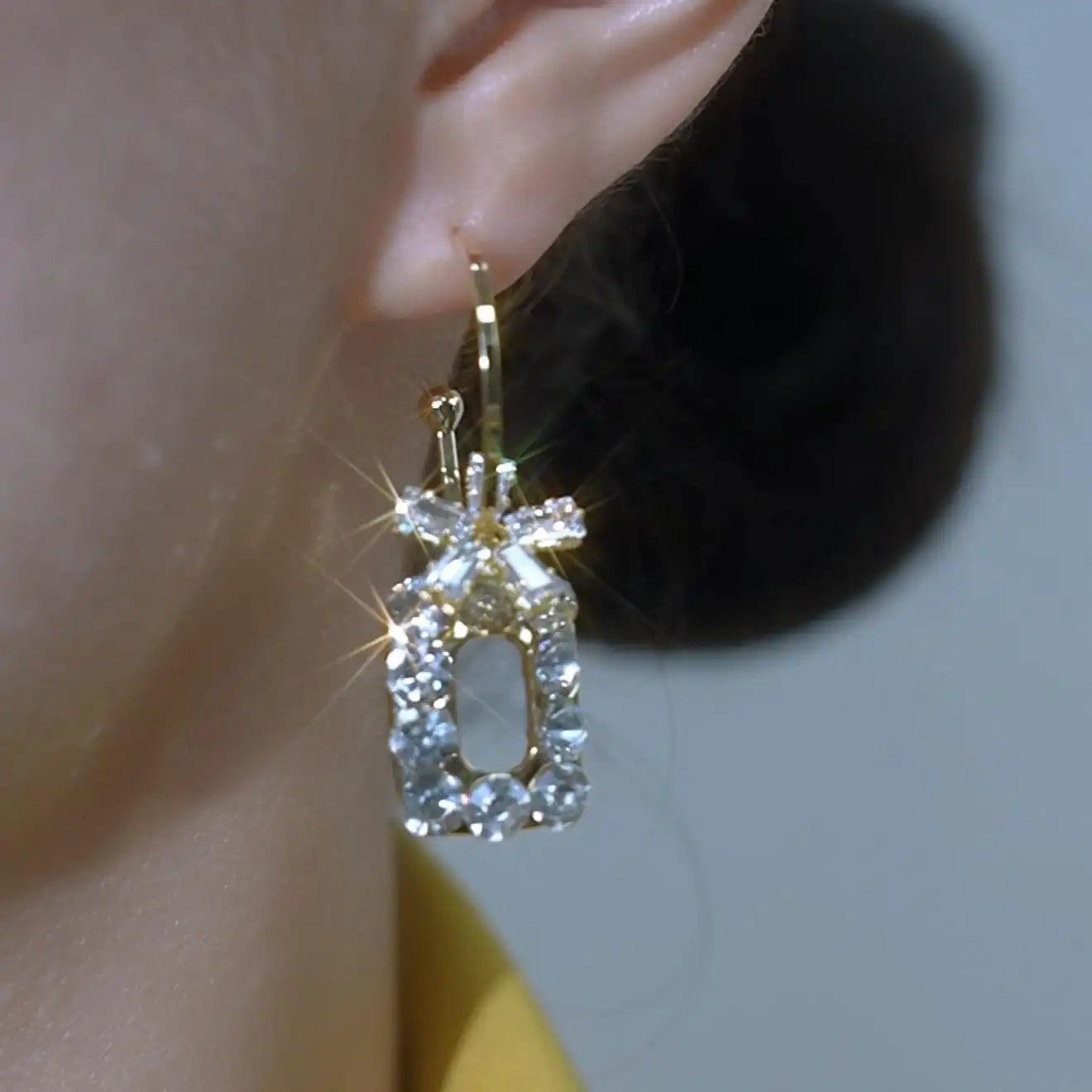 Rectangular Crystal Frame Drop Earrings